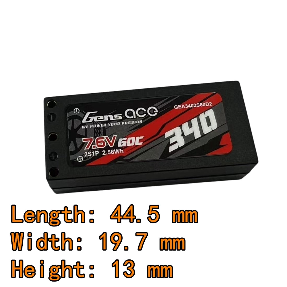 Gens ACE 340mAh 7.6V 60C 2S1P HV LiPo Battery